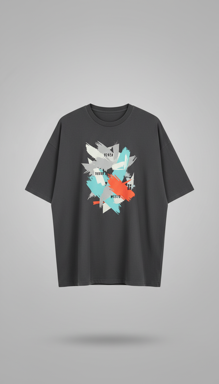 Oversized Tee with Abstract Back Print